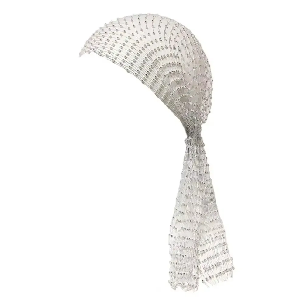 Fashion Elastic Rhinestone Hat Ball Cosplay Hollow Out Rhinestone Head Scarf Mesh Women Bling Hats Women