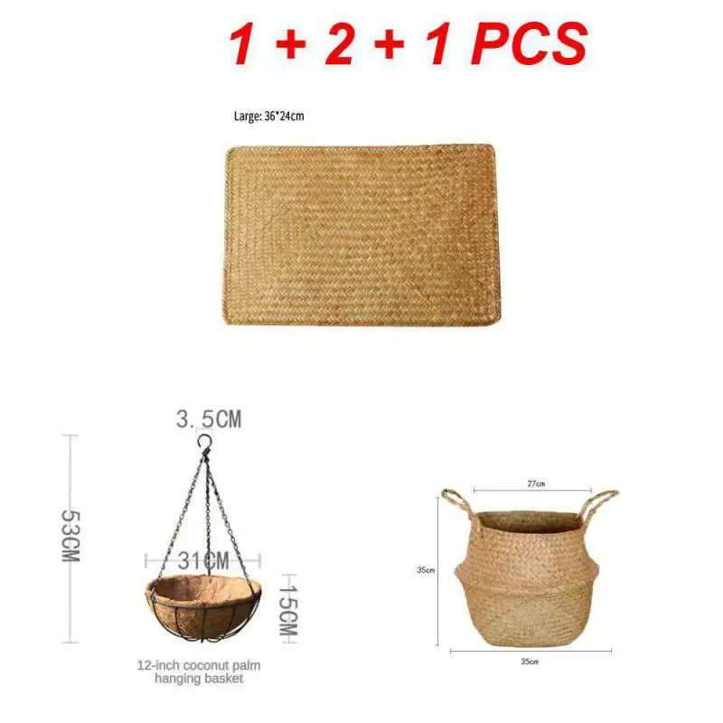 

Straw Tea Cup Mat Natural Heat Resistant Dining Table Decoration Rectangular Kitchen Accessories Tools Coaster Cup Mat Table Mat