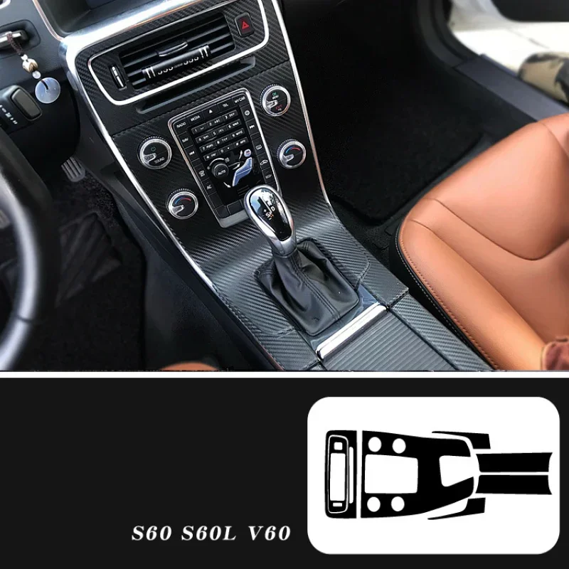 For Volvo S60 V60 XC60 Carbon Fiber Protective Film Car Interior Sticker Central Control Gear Door Handle Air Navigation Panel