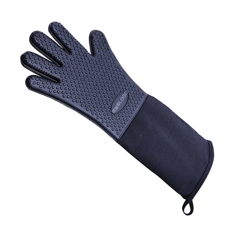 Stitching Solid Color Heat Resistant Kitchen Cooking Gloves Durable Non-Slip Oven Mitt Grill BBQ Sleeves Extra Long Useful