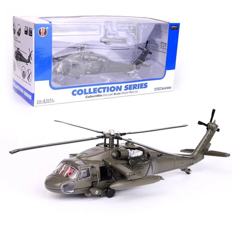 Huaiyi J64-3 Black Hawk Military Helicopter Alloy Model Simulation Warplane Model Collectible Display Item Aviation Parts Access