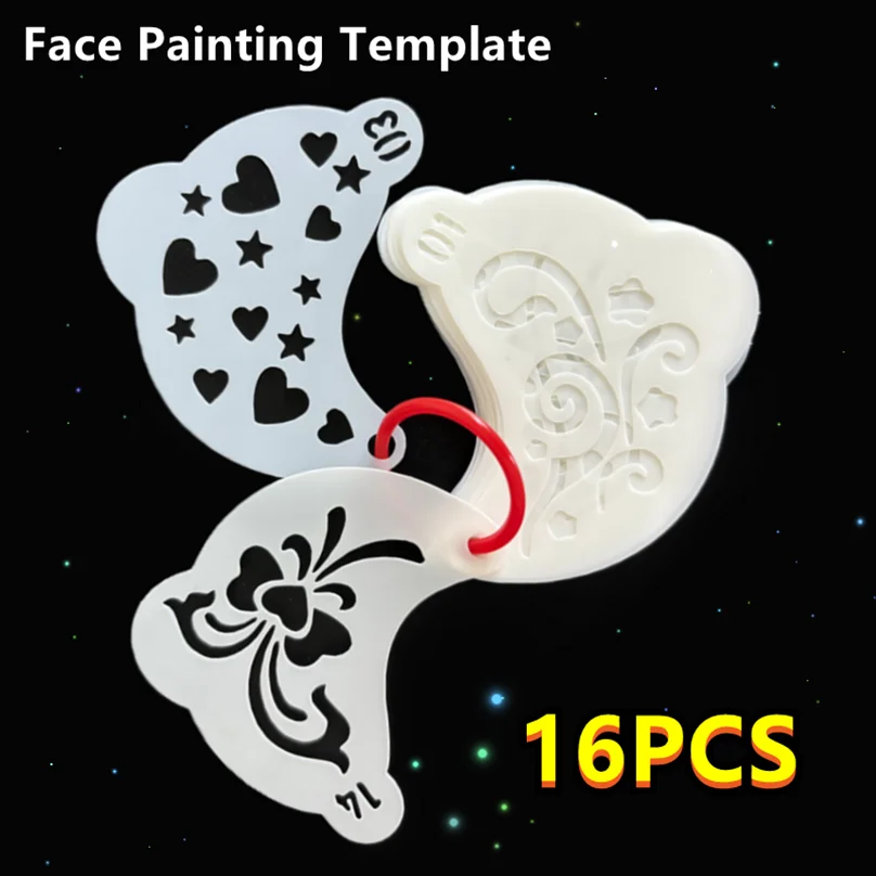 

16Pcs Face Painting Templates Stencils Reusable, Children Art Paint Templates, DIY Drawing Stencils, Adult Party Makeup Tool Set