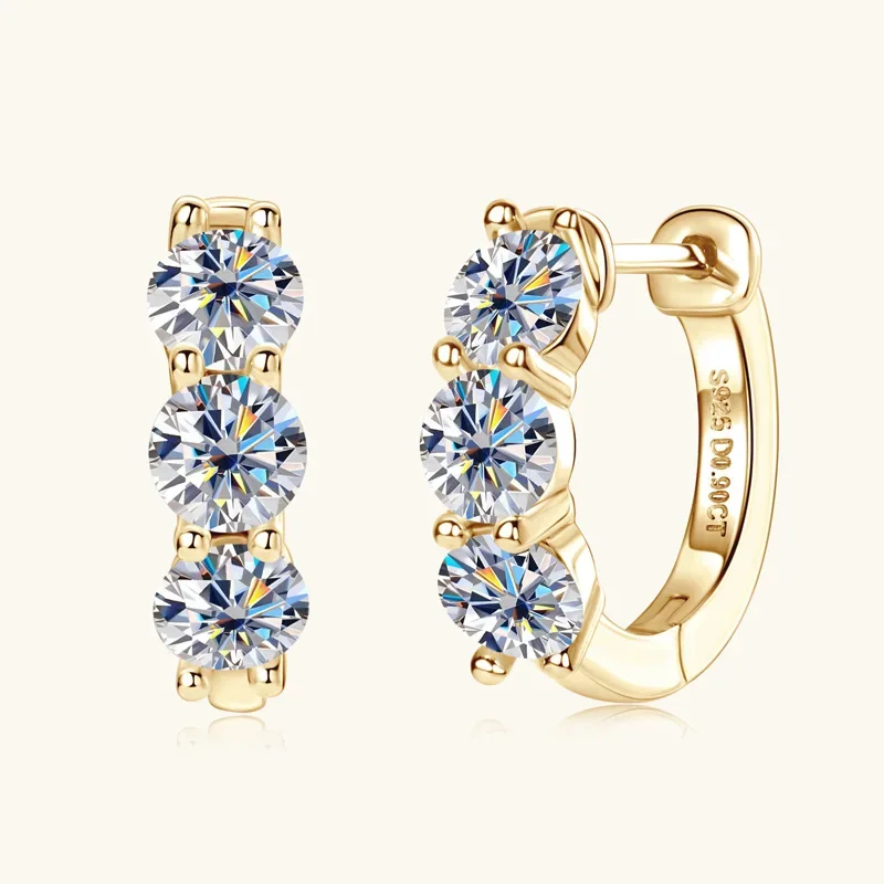 

14k Gold Plated Hoop Earrings for Women 3.5mm D Color 925 Sterling Silver Moissanite Diamond Huggie Earring Girls Jewelry
