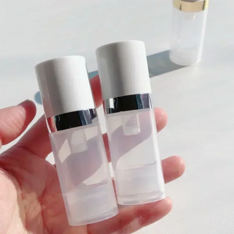 2/3Pcs Clear Vacuum Pump Bottle 10ml Airless Pump Dispenser Cream Liquid Foundation Silvery Golden Refillable Cosmetic Container