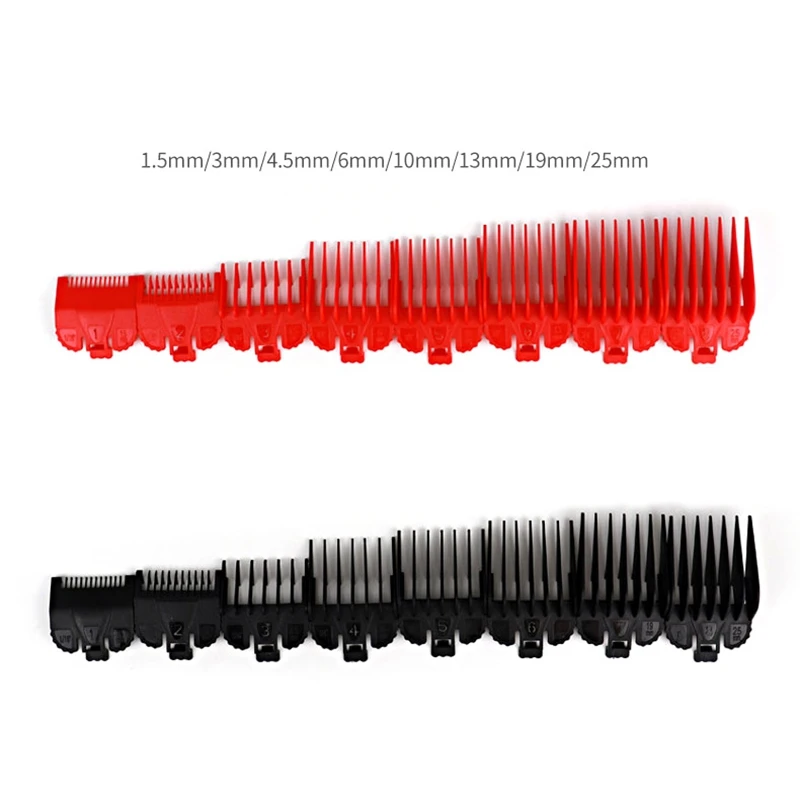 

8 Pcs Hair Clipper Limit Comb Guide Attachment Size Barber Replacement 1.5/3/4.5/6/10/13/19/25Mm