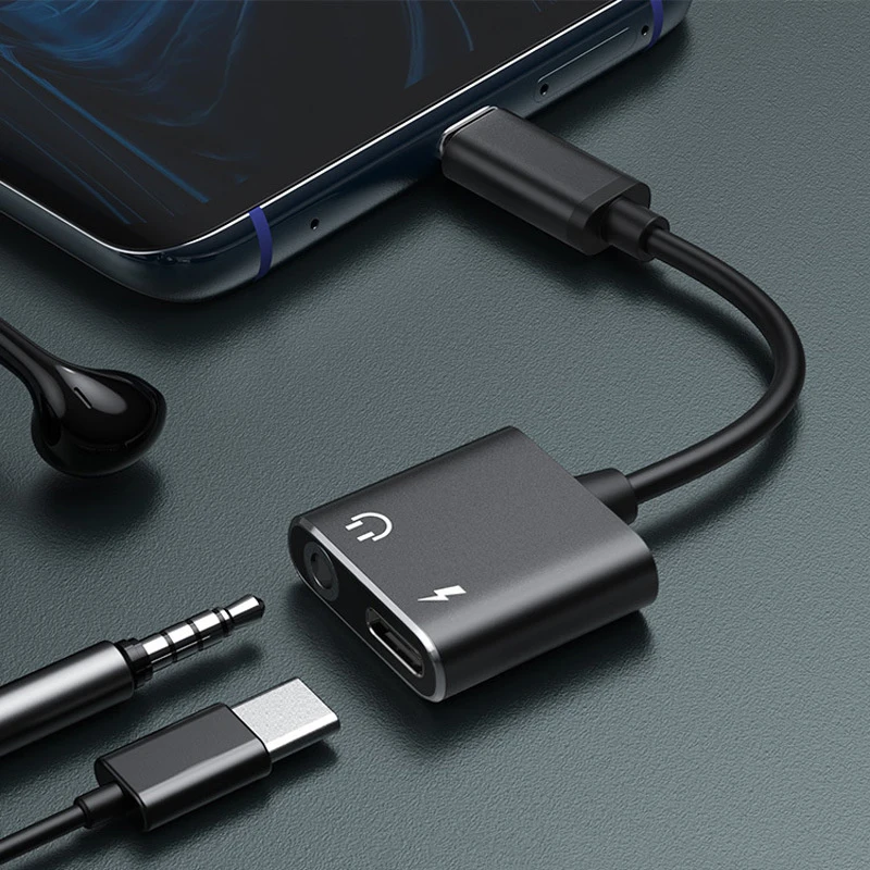 

Multipurpose 2 In 1 USB Type-C To 3.5mm Socket Adapter Type C Charge Adaptor Type C To 3.5mm Charge Audio Adapter Splitter