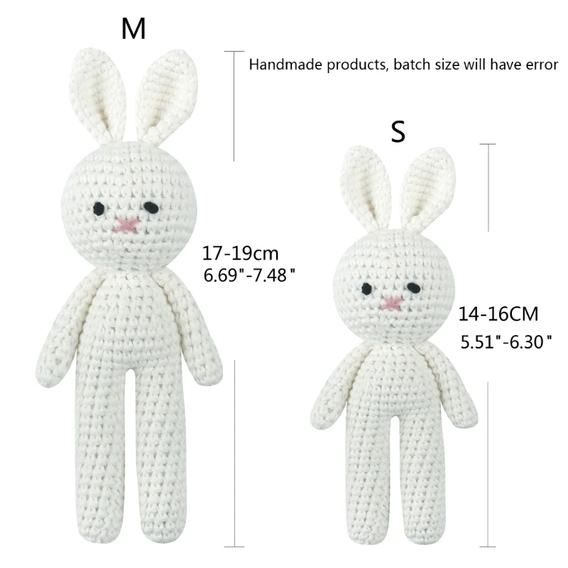 Crochet Rabbit Baby  Cute Stuffed Animal Handmade Bunny Soothing Toy Newborn Sleep Aid Gift Photography Props