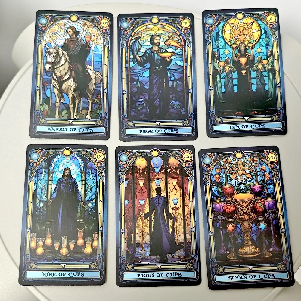 10.3*6cm Complete Tarot Carding Stained Glass Set Inspired Rider Waite Smith Tarot Card Deck 78 Pcs Cards