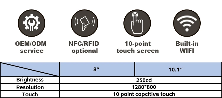 Factory direct sales 8 10 inch metal shell inner wall Android Poe tablet LCD capacitive touch screen tablet
