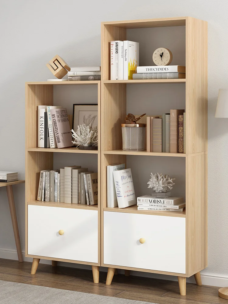 Narrow bookshelf shelf landing multi-storey living room wall locker storage cabinet simple small household bookcase