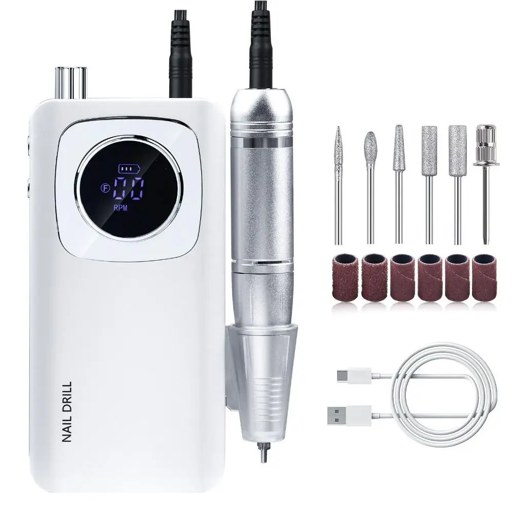 45000RPM Electric Nail Drill Machine With LCD Low Noise Electric Nail Art Drill Portable Rechargeable Electric Manicures Set