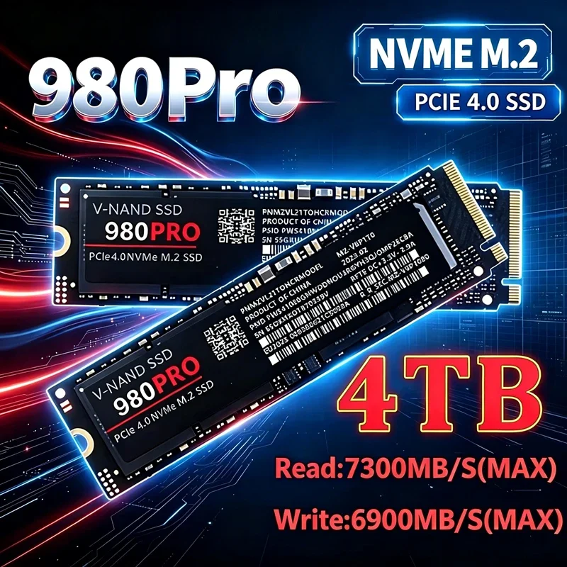 980 Pro Internal M.2 NVMe SSD, PCIe Gen4.0 X4, TLC 3D NAND, 7300MB/s, 500GB 1TB 2TB 4TB, Drive For Desktop PC Laptop