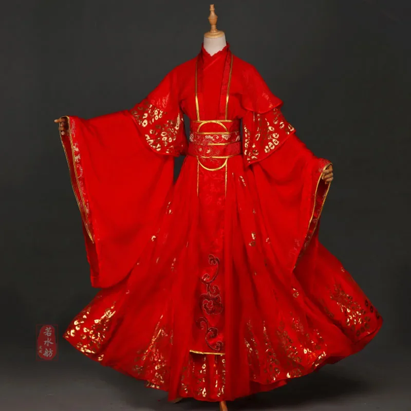 Anime Tian Guan Ci Fu Xie Lian Cosplay Costume Chinese Ancient Hanfu Red Wedding Dress Halloween Costumes Wigs for Women Girls