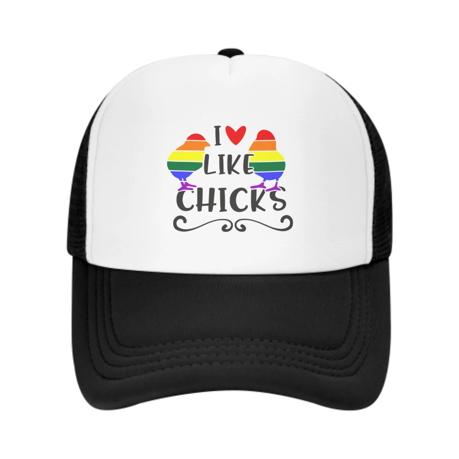 I Like Chicks Print Mesh Baseball Cap Trucker Hats Sports Outdoor Adjustable Washed Snapback Dad Hat