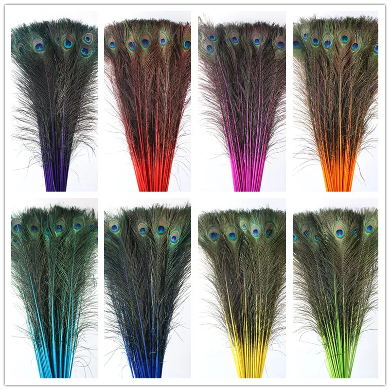 

100pcs/lot Peacock Feathers Centercenter Decoration Accessories 28-32inches/70-80cm Penas Burlesque Pompoms Crafts Vases Pens