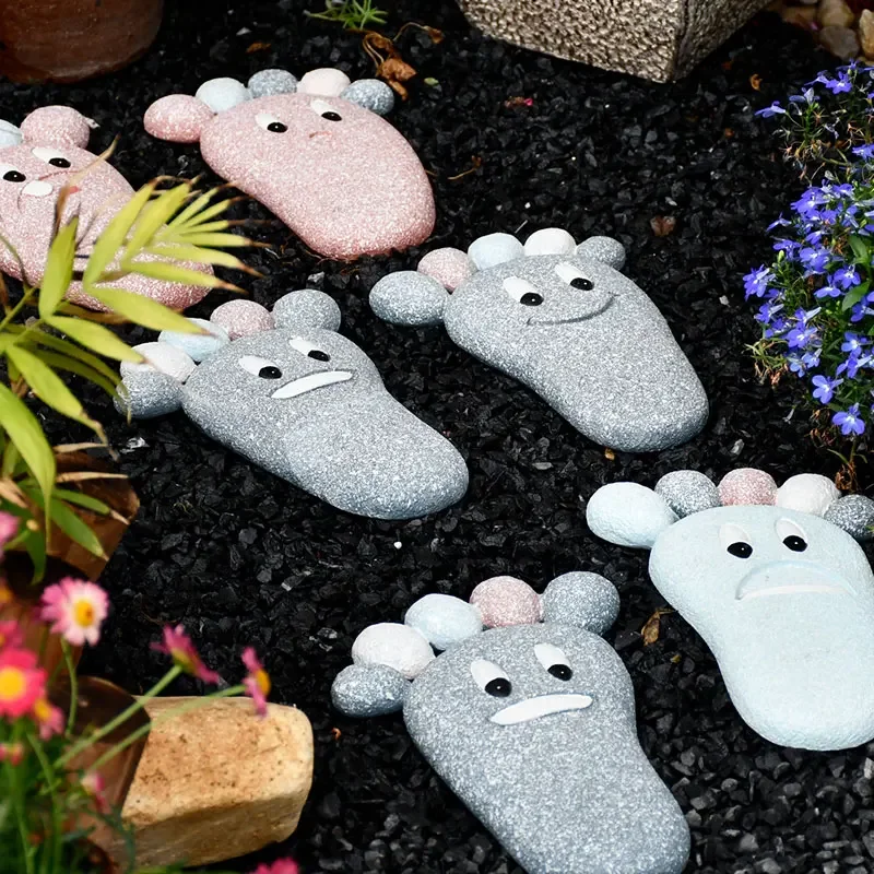 Creative Courtyard Footstep Stone, Cartoon Garden Paving Board, Resin Foot, Lawn Decoration, Outdoor Anti Slip Floor Tiles