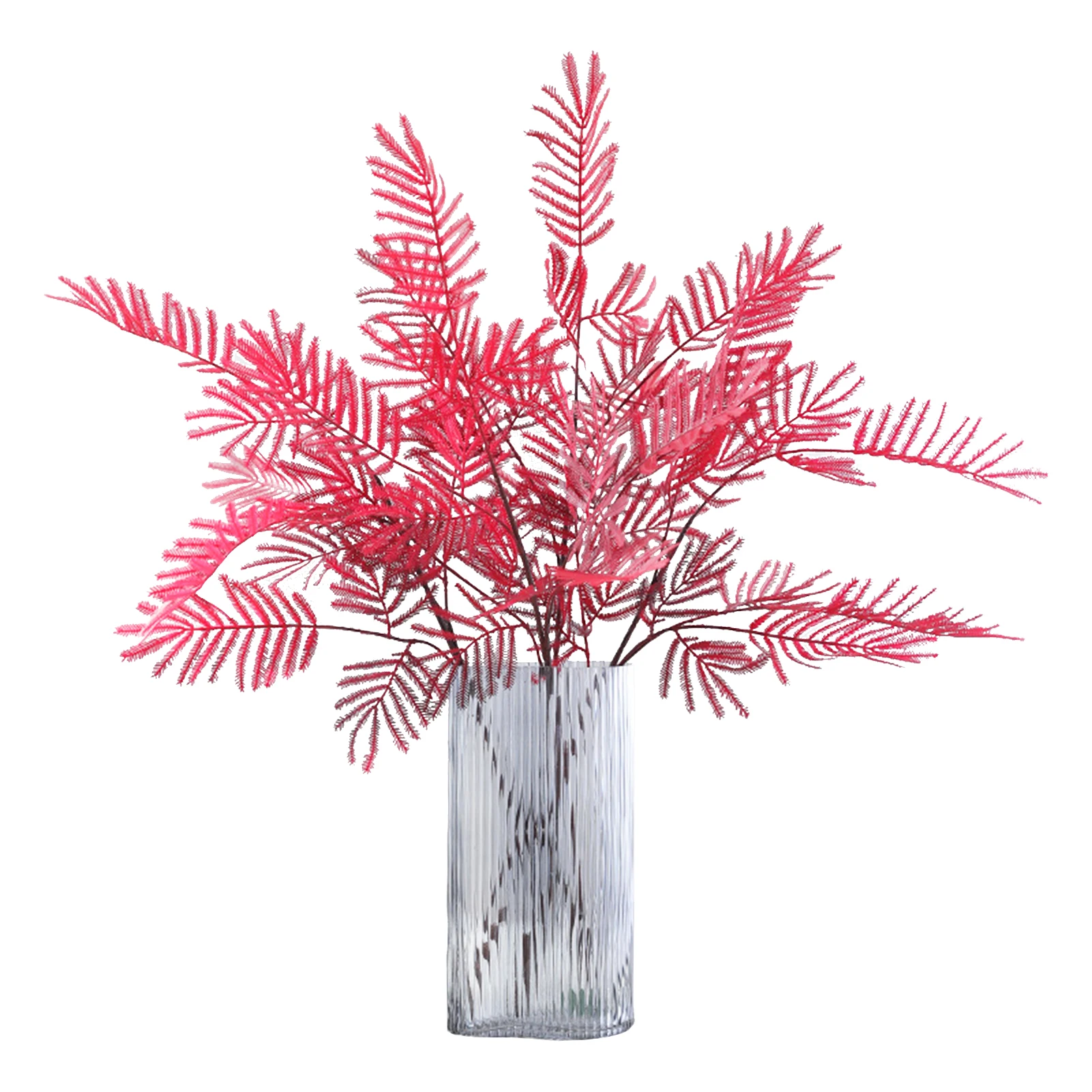 

5pcs Autumn Mimosa Fern Leaf Simulation Green Plant Plastic Flowers Outdoor Floral Landscaping 89cm