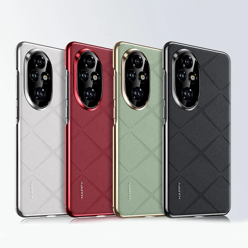 

For Honor 200 ,200 Pro Case Fashion Plain Leather +PC Ultra-thin Camera Protection Cover For Honor200