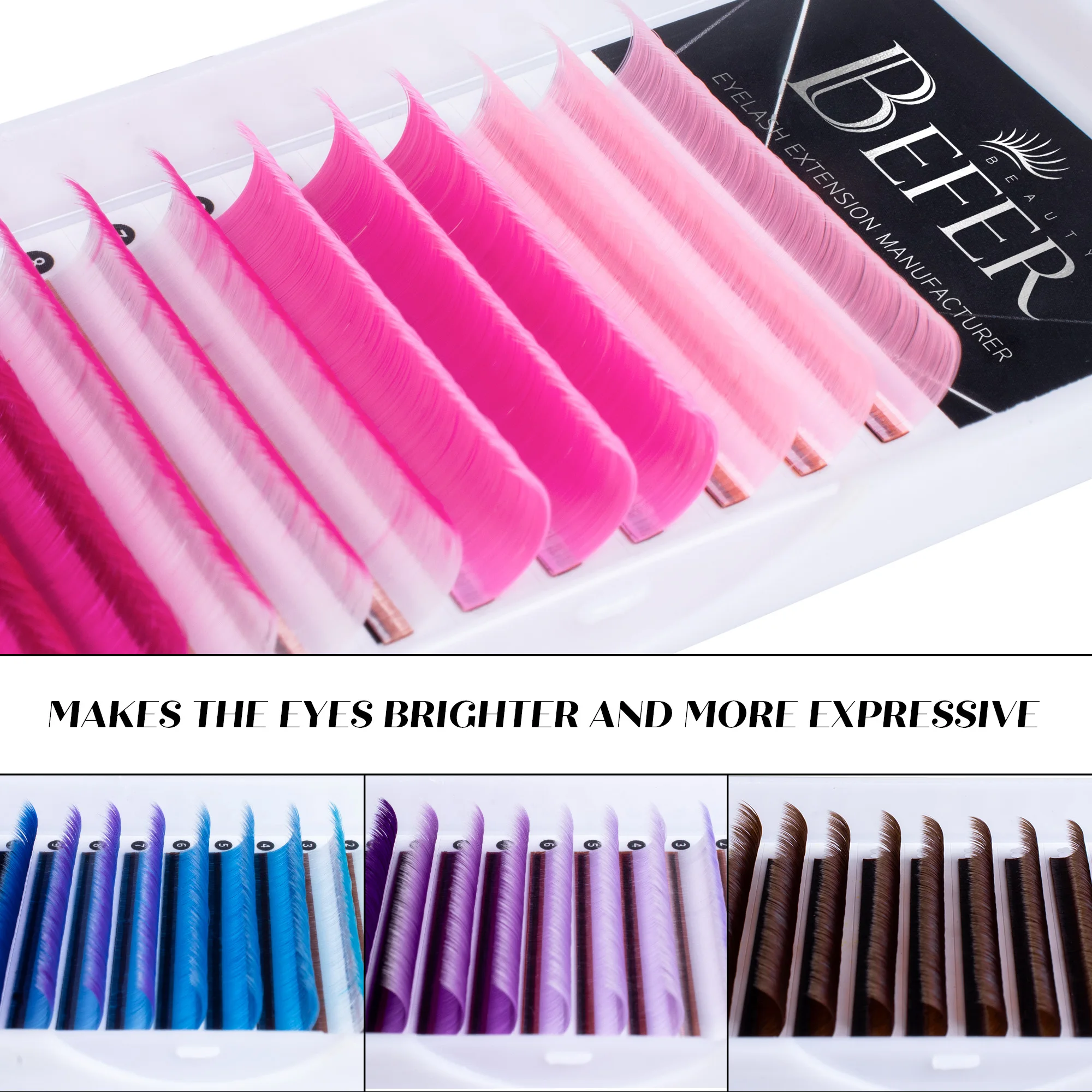 Befer ملون سهل المروحة تأثيري حجم رمش ملحقات هايت الجودة PBT لينة سهلة مروحة بلوم رمش التلقائي المزهرة #3