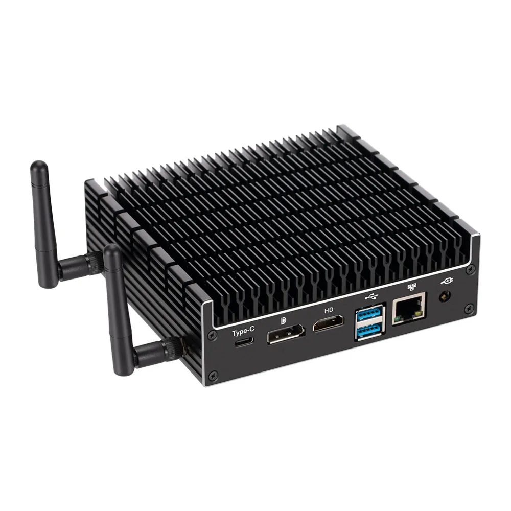 Yohirs Fanless Mini Pc Intel Core I7 10510U i5 10210U Full Aluminum Alloy Gamer Computer HDMI2.0 DP1.2 2x4K Display HDR TV Box