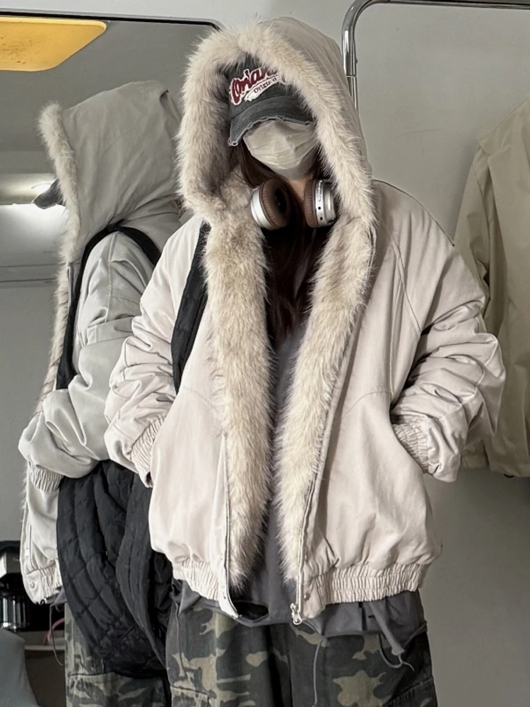 

Мужская утепленная куртка с капюшоном из полиэстера, зимнее пальто с большим меховым воротником, стильный американский дизайн, модный бренд, повседневный стиль.