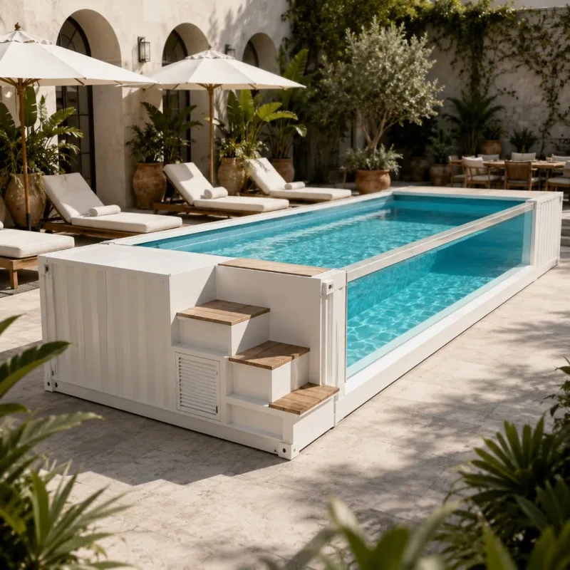 Container Swimming Pool Modular Pool with Inlet Outlet Light Landscape Courtyard Pool Customized Shape Color