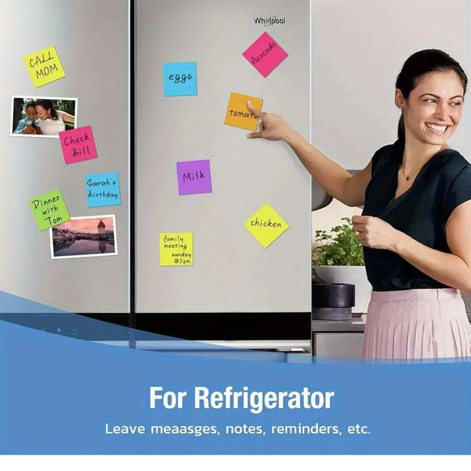 30 Pieces 3"x3" Colorful Magnetic Labels, Waterproof Strips for Fridge Home Office Garage Refrigerator Blank Writable Cards