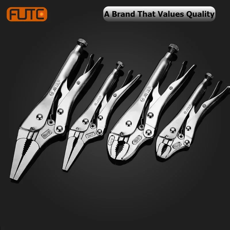 FUTE Locking Pliers Lock Pliers Curved Jaw Pliers Labor-saving Straight Long Nose Plier Multi-function Welding Tool Carbon Steel