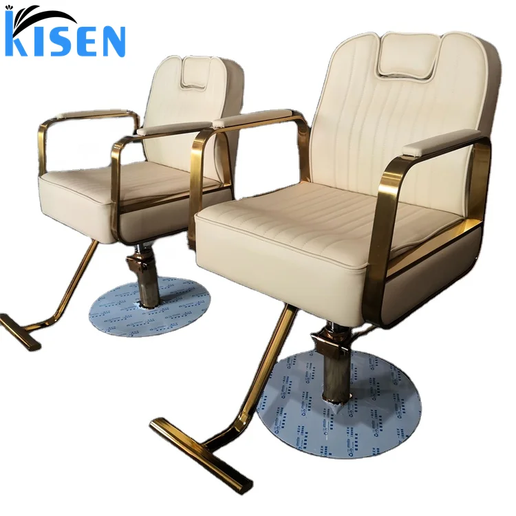 كراسي صالة على الطراز الشمالي من Kisen عارية باللون الأبيض والأسود والوردي والذهبي وقاعدة للاستلقاء لصالونات الحلاقة بتصميم مخصص لصالون الحلاقة
