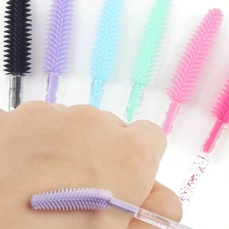 50 Piezas Cepillo de Silicona de Cristal para Pestañas, Cepillos de Maquillaje, Peine de Cejas, Espiral para Extensión de Pestañas, Herramienta de Microcepillo 4