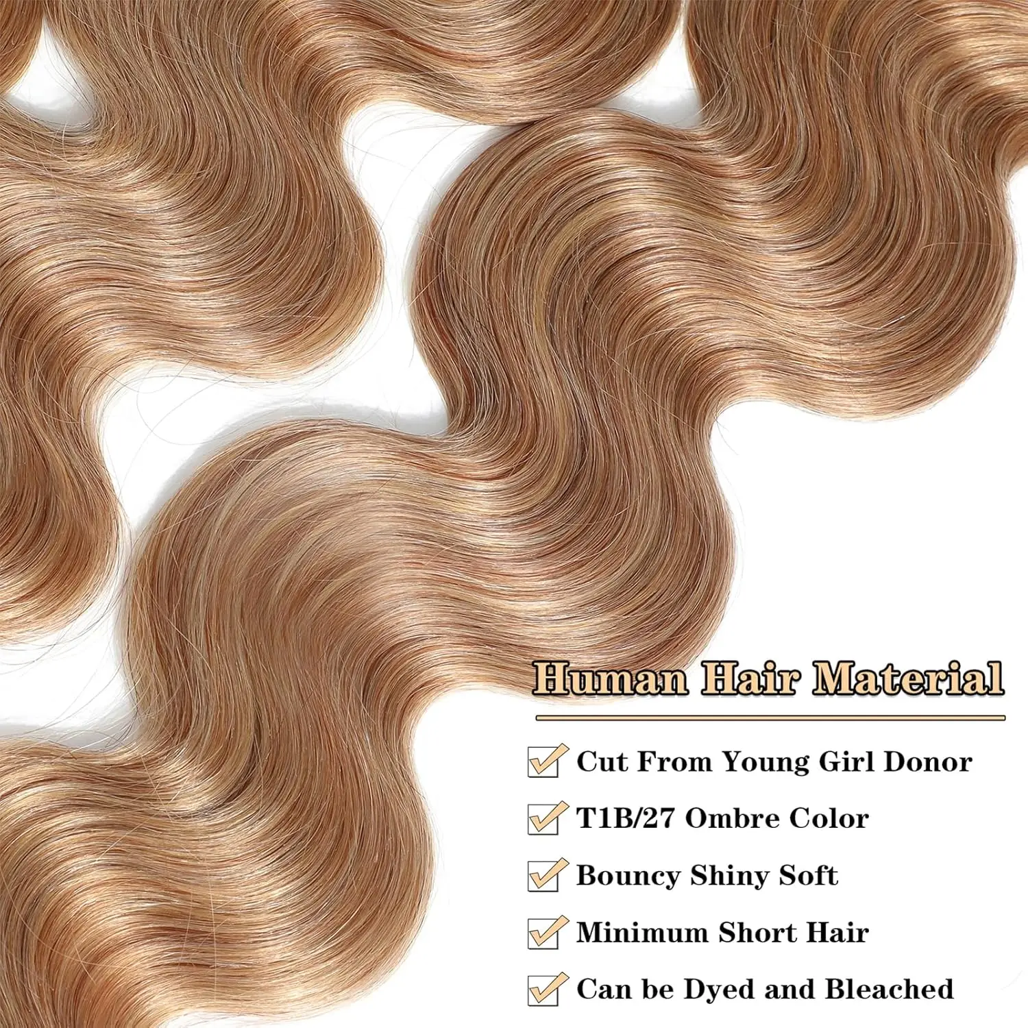 Honigblonde Body-Wave-Bündel aus 100% Echthaar mit 4x4-Verschluss, HD-Spitze, brasilianische Rohhaar-Extensions mit 13x4-Frontal. – Detail 6