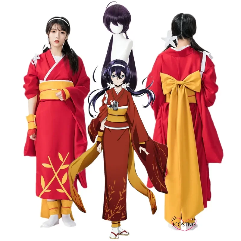 Anime bungou stray dogs Izumi kyouka red kimono full set Halloween Christmas party cosplay costume for women Girl with wig