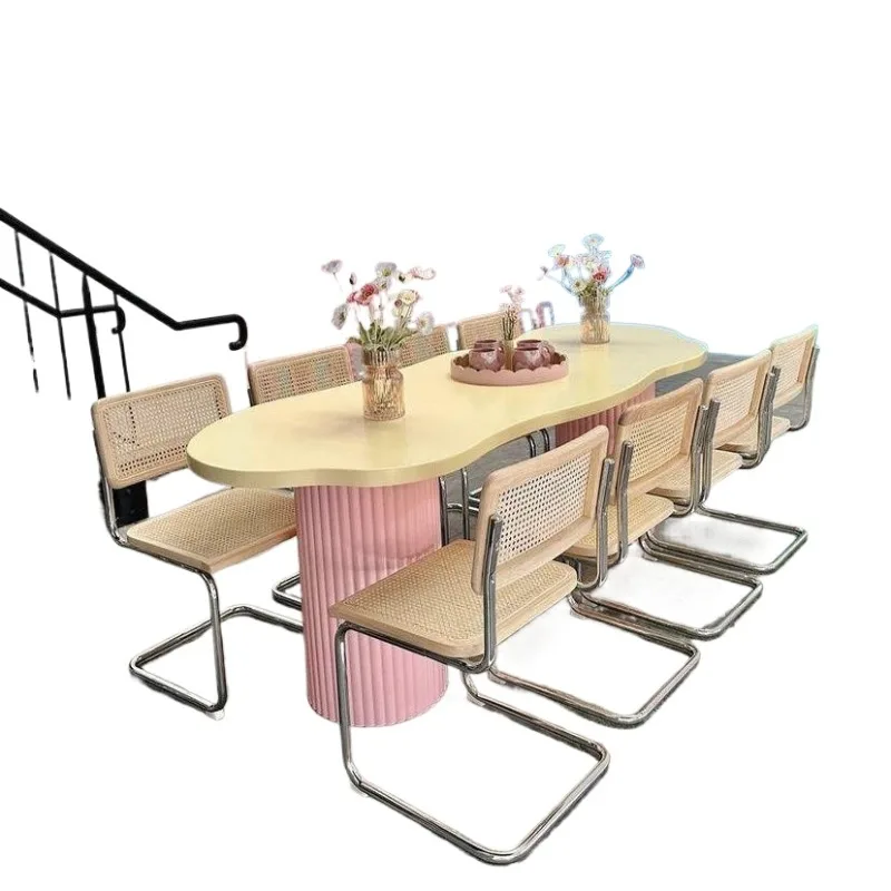 Irregular shaped dining table, rectangular designer desk