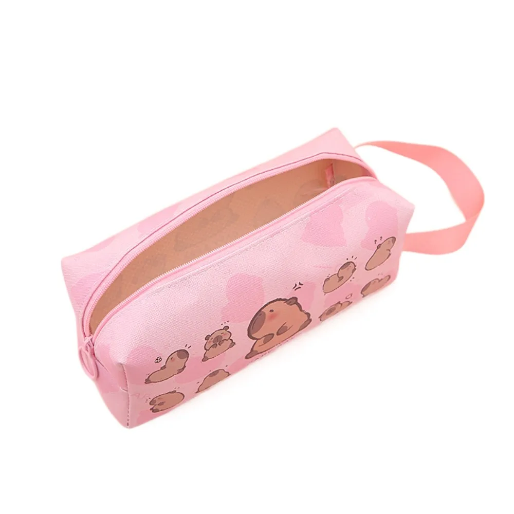 Capybara Student Pencil Bag Large Capacity PU Stationery Storage Box Cute Cartoon Pen Bag Student Gifts School Supplies