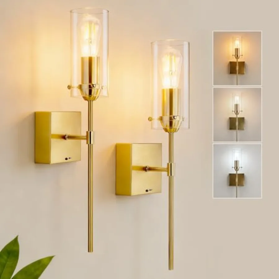 

Battery Operated Wall Sconce, Glass Wireless Wall Sconces Set of Two Rechargeable with Remote Control Dimmable Wall Light for B