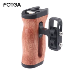 FOTGA – Cage de caméra DSLR universelle, poignée latérale pour appareil photo Sony/Canon/Nikon, Mini poignée en bois à 1/4 vis, photographie au froid