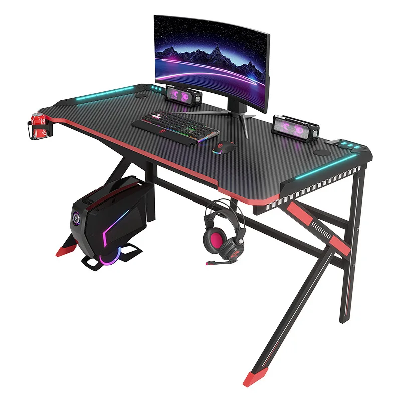 Furniture Computer Game Racing Desk Hot Selling Top Black Pink K-shaped Gaming Grande