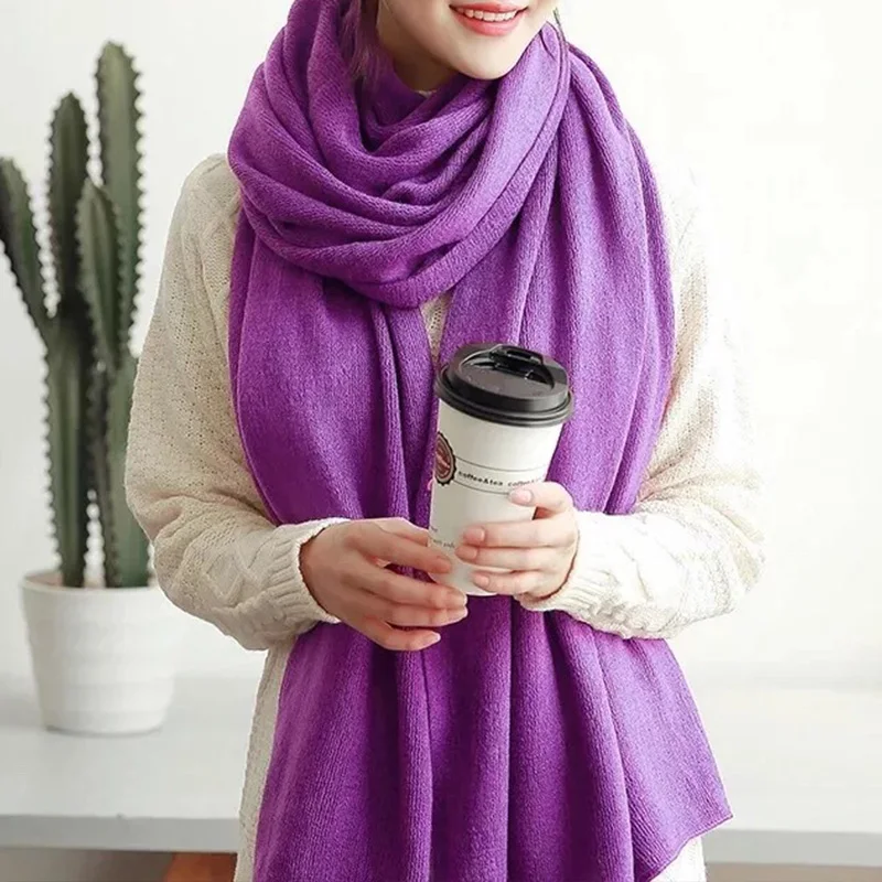 Herbst und Winter, koreanischer, beliebter, einfarbiger Kaschmir-Strickgarn-Schal für Damen und Herren, vielseitige Narben