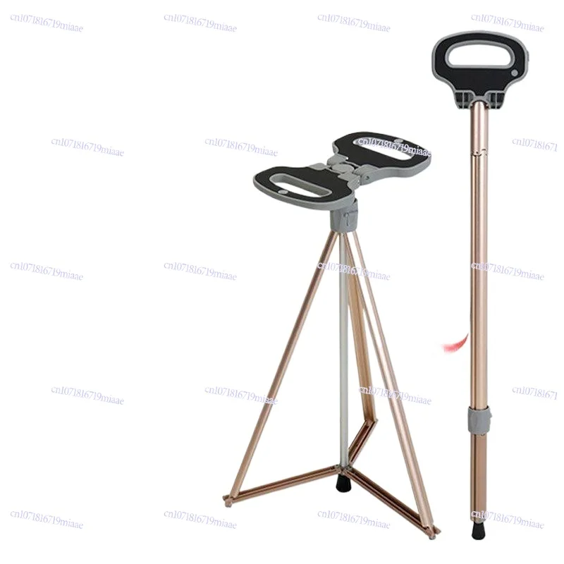 Elderly Crutch Chair, Casual Seat, Anti-drop, Triangular Crutch Non-slip Stick Stool