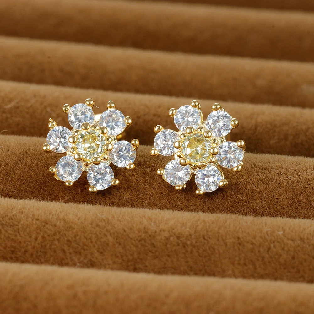 Exquisite Flower Zircon Small Stud Earrings Vintage Stainless Steel Leaves Cartilage Piercing Earring Birthday Christmas Jewelry