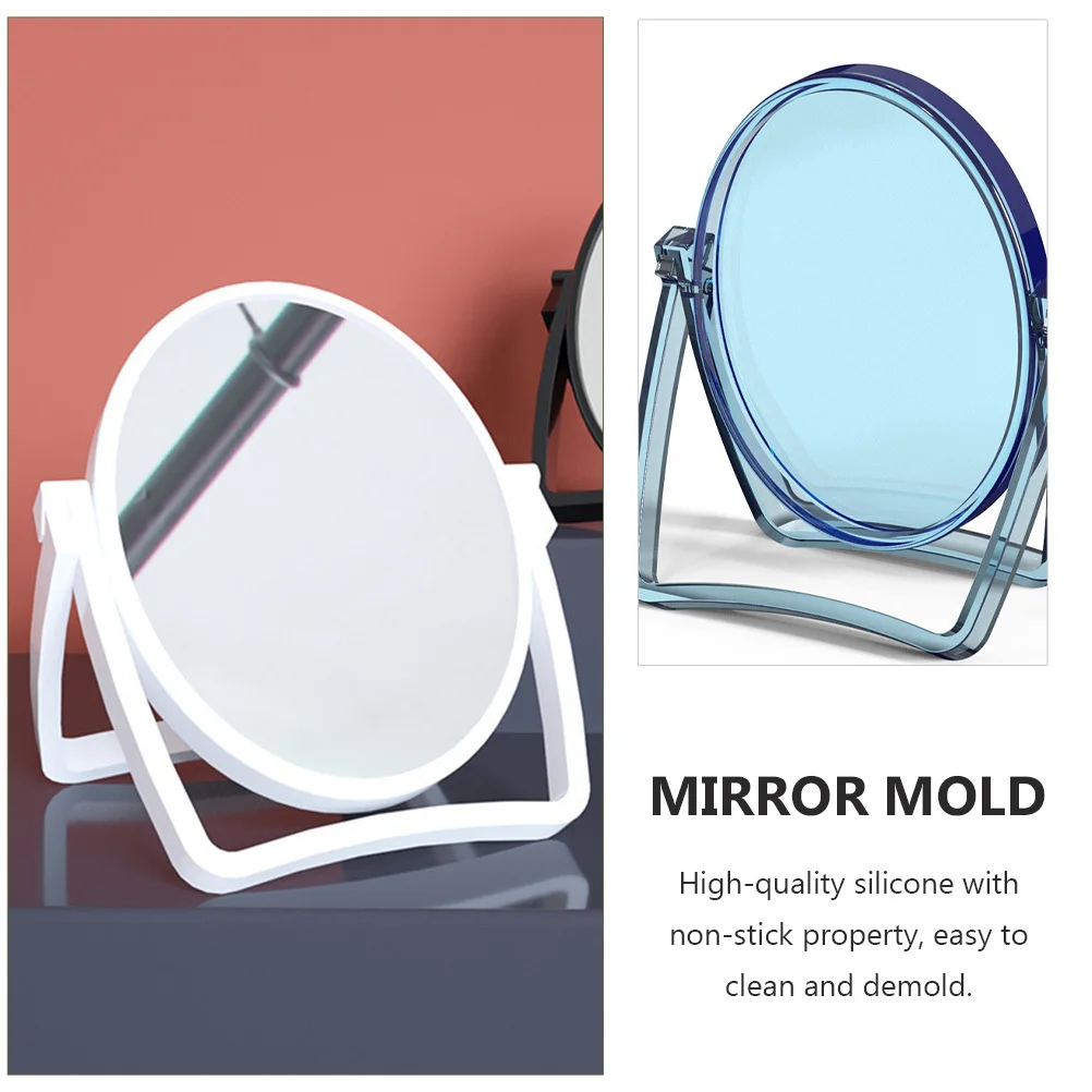 

1Set Desktop Mirror Mold Oval Makeup Mirror Mould Handmade Casting Tray Premium Silicone Non Stick Easy Release Washable for DIY