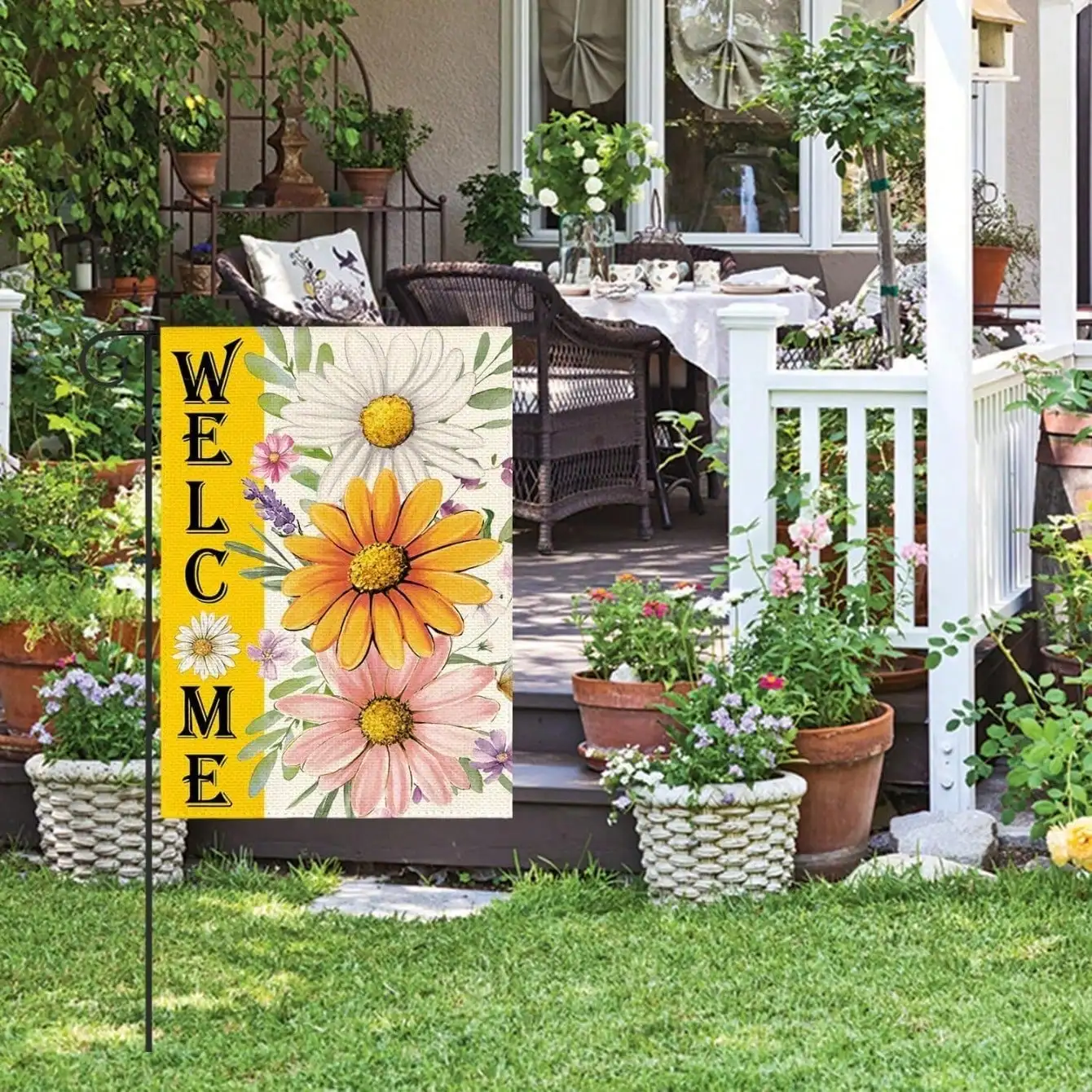 

Spring Floral Garden Flag Outdoor, Blooming Flower Seasonal Welcome Yard , Vibrant Butterfly Porch Patio Lawn Hanging Ornament