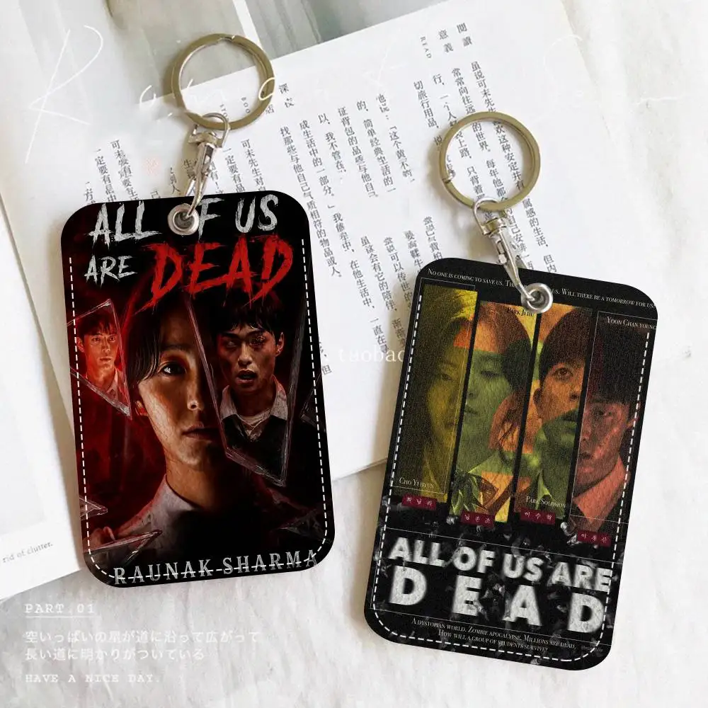 Coreano de TV All Of Us Are Dead 1Pc PU Leather Card Holder Keychain Key Ring Door Lock Access Tags ID Card Case Keychain Card