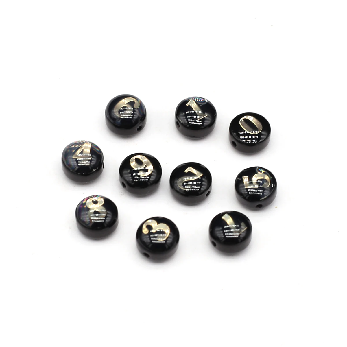 Natural Black Mother of Pearl Beads Number Letter A-Z Pendant Alphabet Loose Bead for DIY Bracelet Necklace Earring 10Pcs/lot