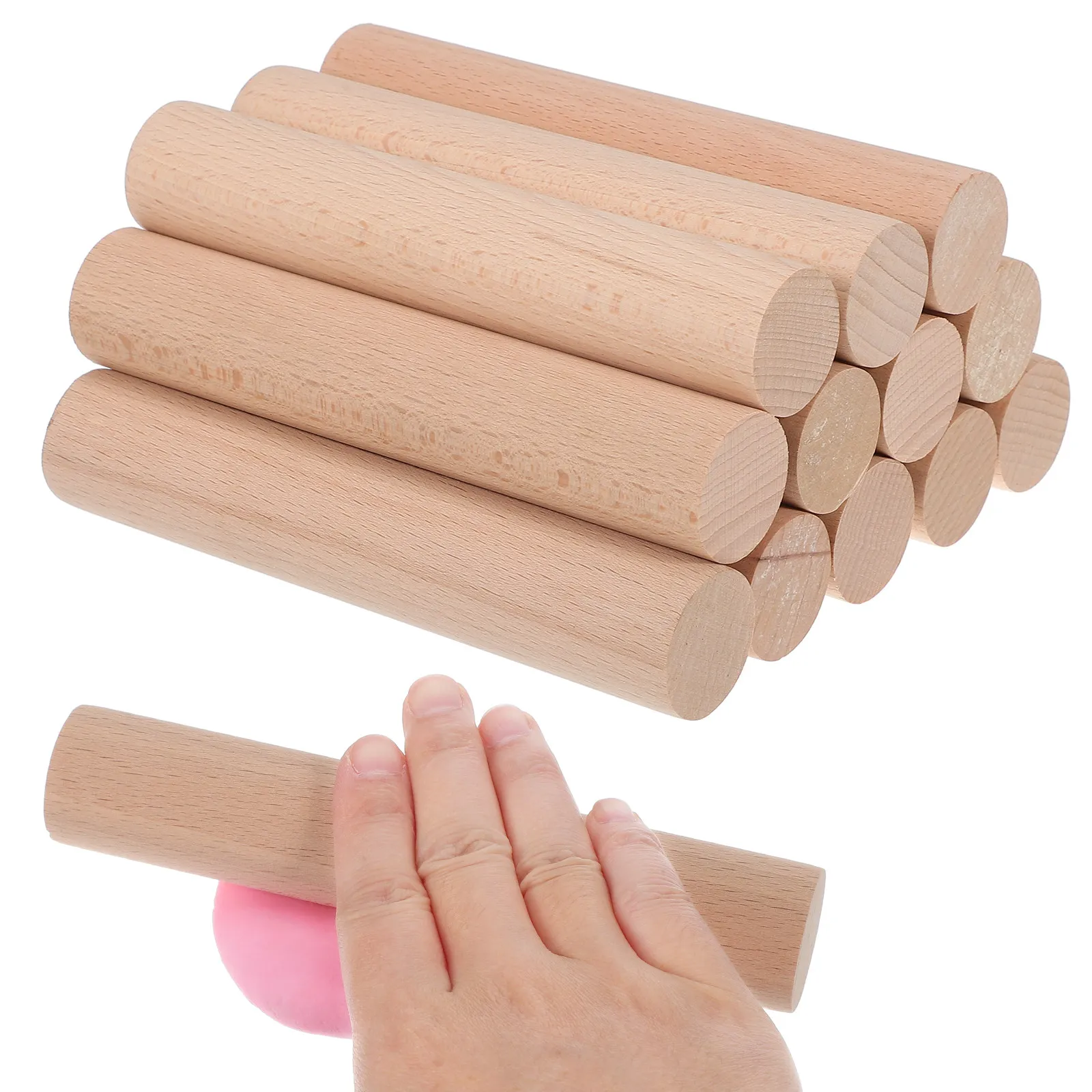 

12Pcs Beech Wood Round Wooden Sticks Unfinished Hardwood Dowels for Crafts Rolling Pin Macrame Wooden Rods for Crafting Wood