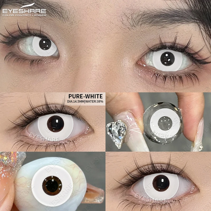 EYESHARE Halloween Weiß Farbige Kontaktlinsen Cosplay Verrückte Rote Kontaktlinsen Schwarz Anime Augenlinsen Weiße Schönheit Make-Up Linse – Detail 4