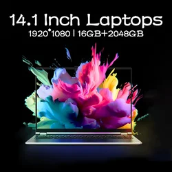 14.1 inch laptop 16GB RAM+2048GB ROM Intel Pentium N3700  Narrow Bezel Screen PC Windows 11 Office Entertainment Laptop