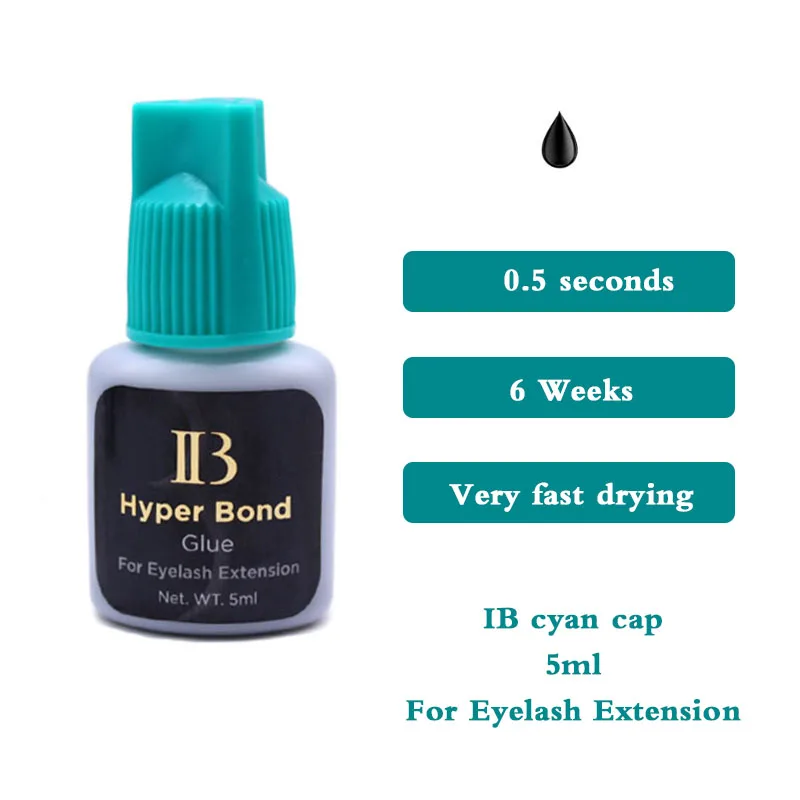 IB Original Ibeauty Hyper Bond กาว 5ml สําหรับขนตาแห้งเร็ว 6 สัปดาห์ยาวนาน Cyan หมวกเกาหลีกาวแต่งหน้าเครื่องมือ