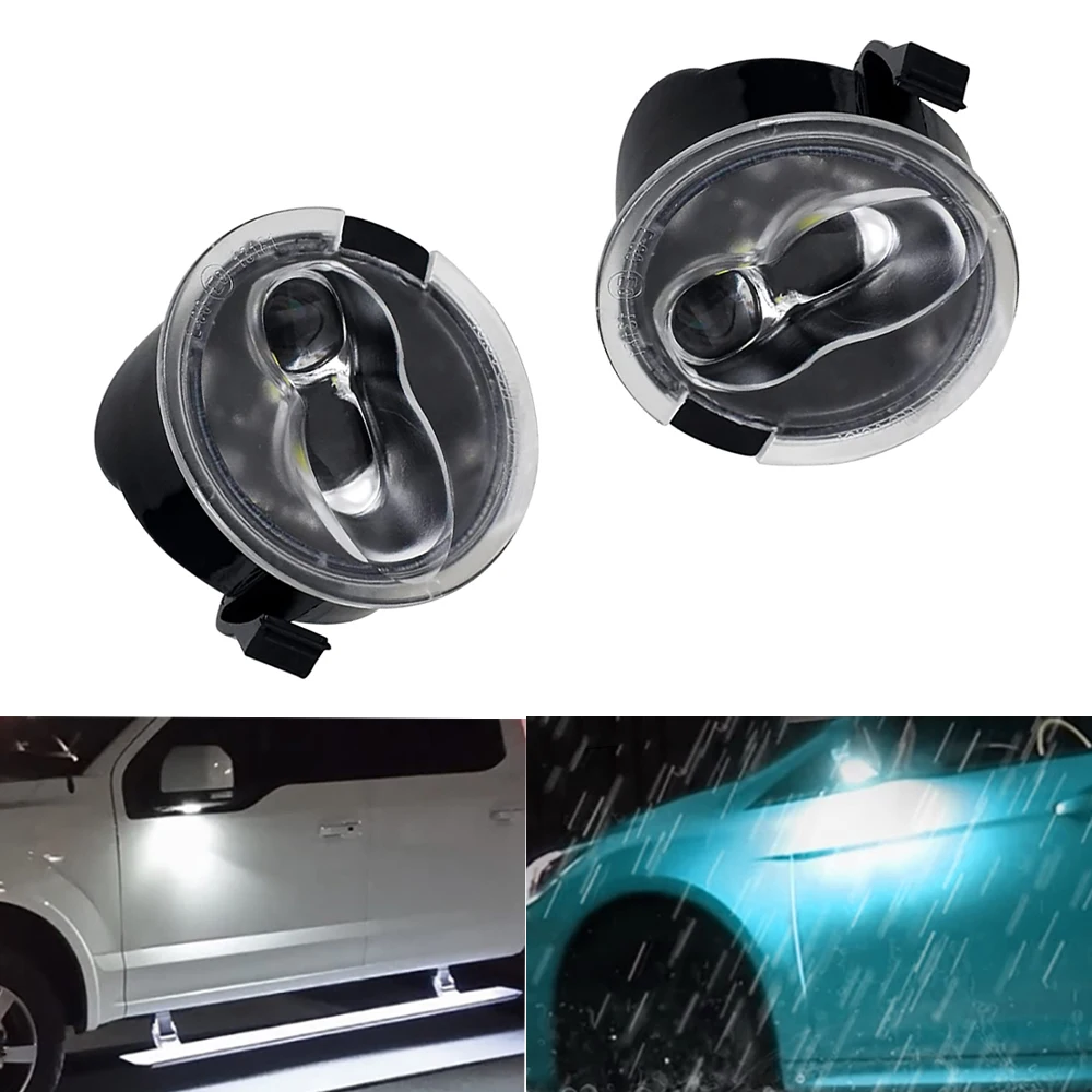 2pcs LED Side Mirror Puddle Lights 5F1Z-13B375-A For Ford Edge Expedition Explorer F-150 Fusion For Lincoln MKS MKT MKX Mercury