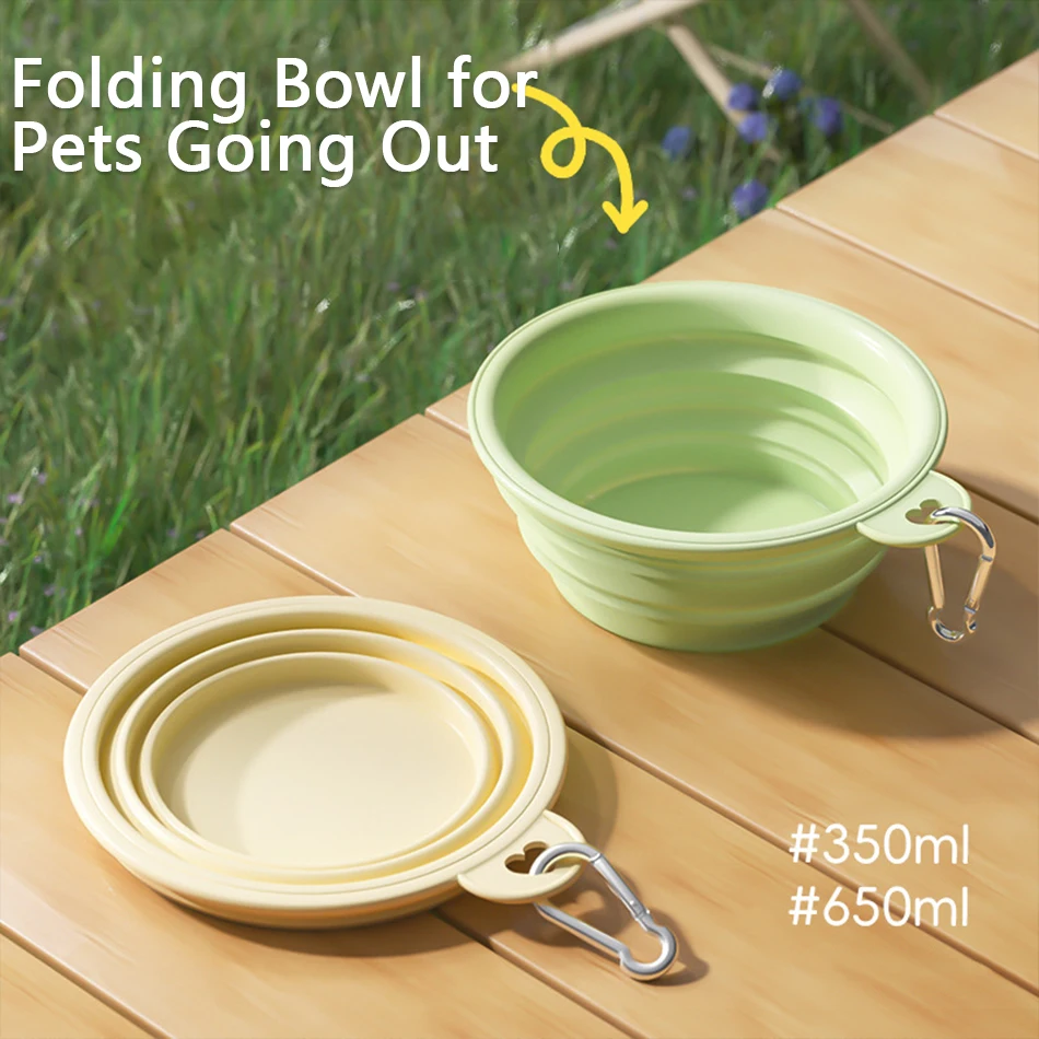 Dog/Cat Pet Folding Silicone Bowl Outdoor Travel Foldable Portable Feeding And Water Food Container Feeding Tray Bowl Pet Suppli